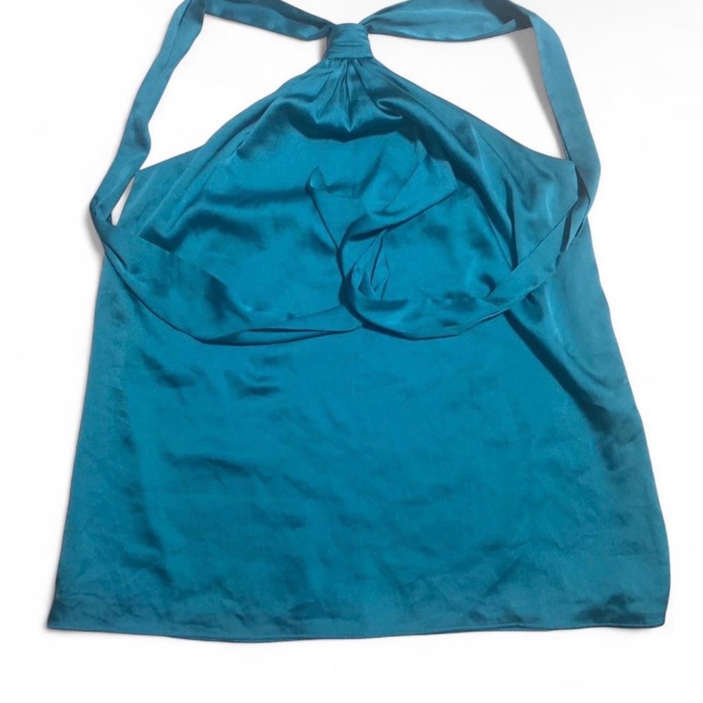 White House Black Market Teal Satin Halter Camisole
